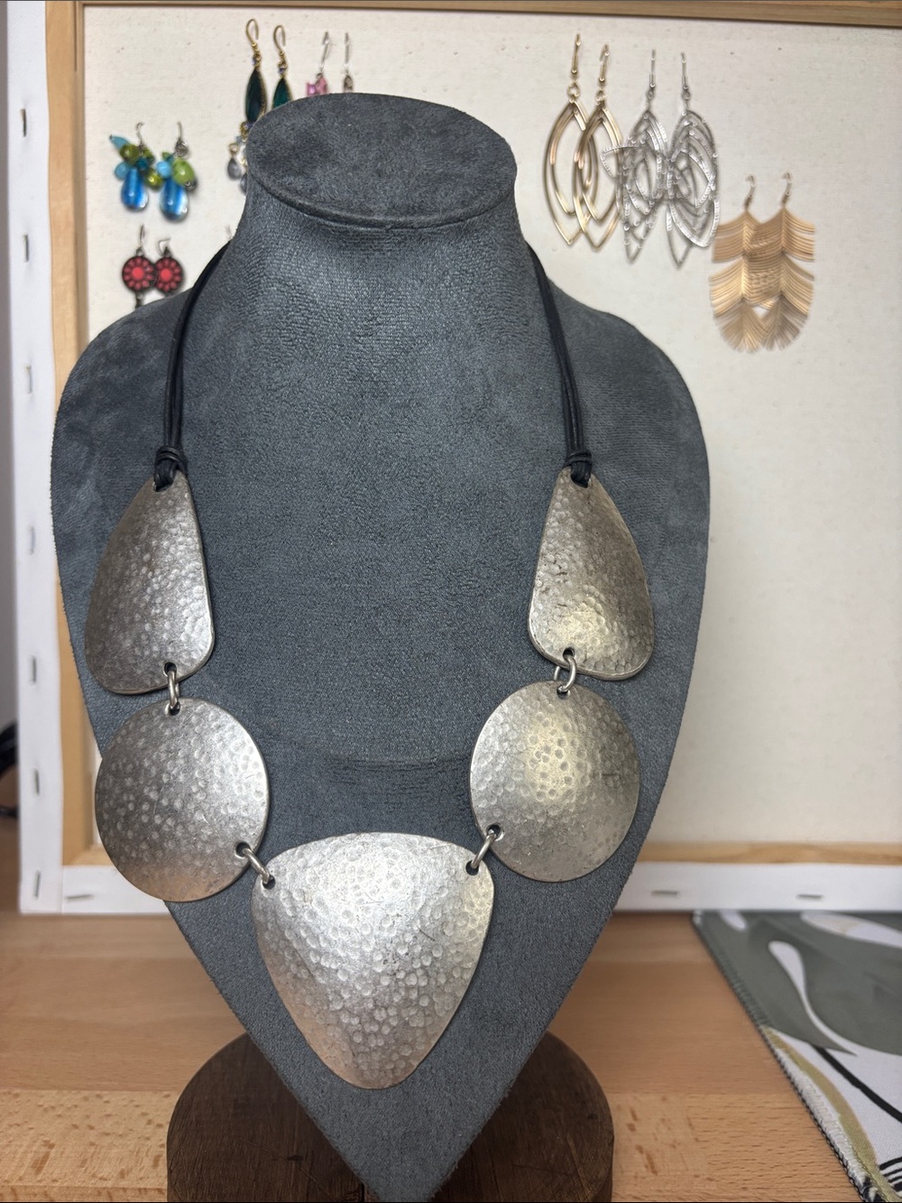 Desponia designer chunky hammered silver necklace with Ottoman Empire medallion